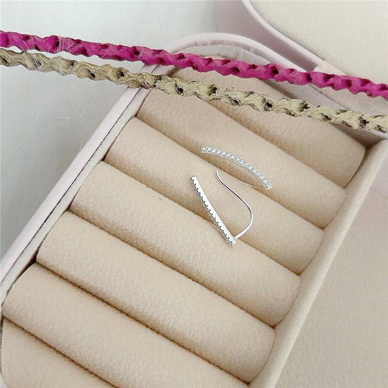 BRINCO PRATA 925 EAR CUFF MINIMALISTA CRAVEJADO