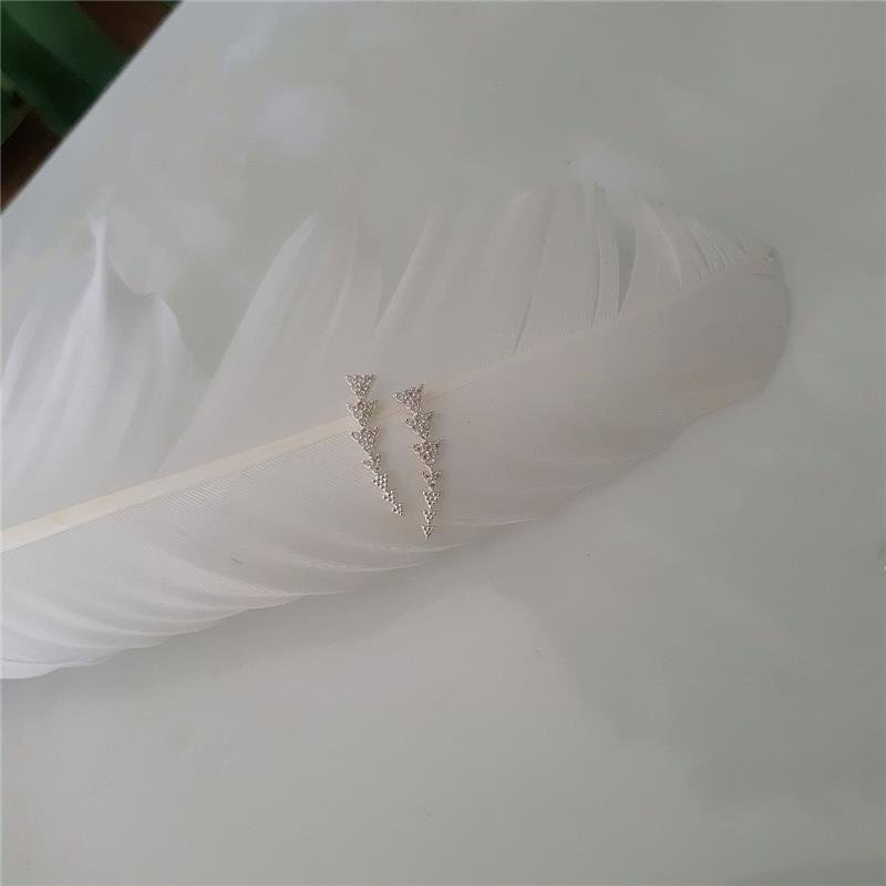 BRINCO PRATA 925 EAR CUFF TRIÂNGULOS COM ZIRCÔNIA
