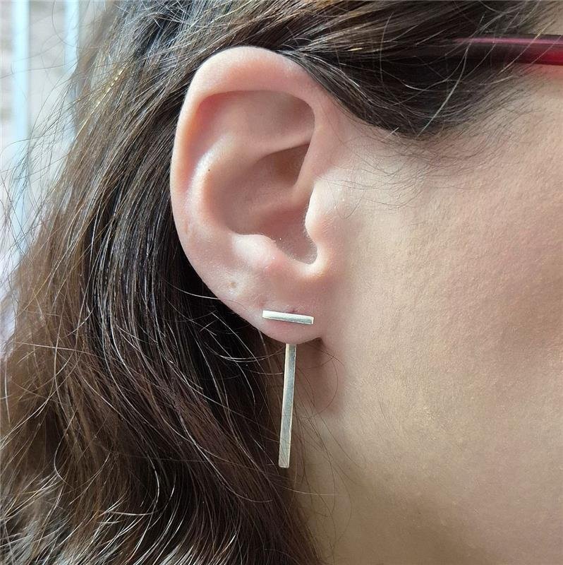 BRINCO PRATA 925 EAR JACKET ENCAIXE RETANGULAR