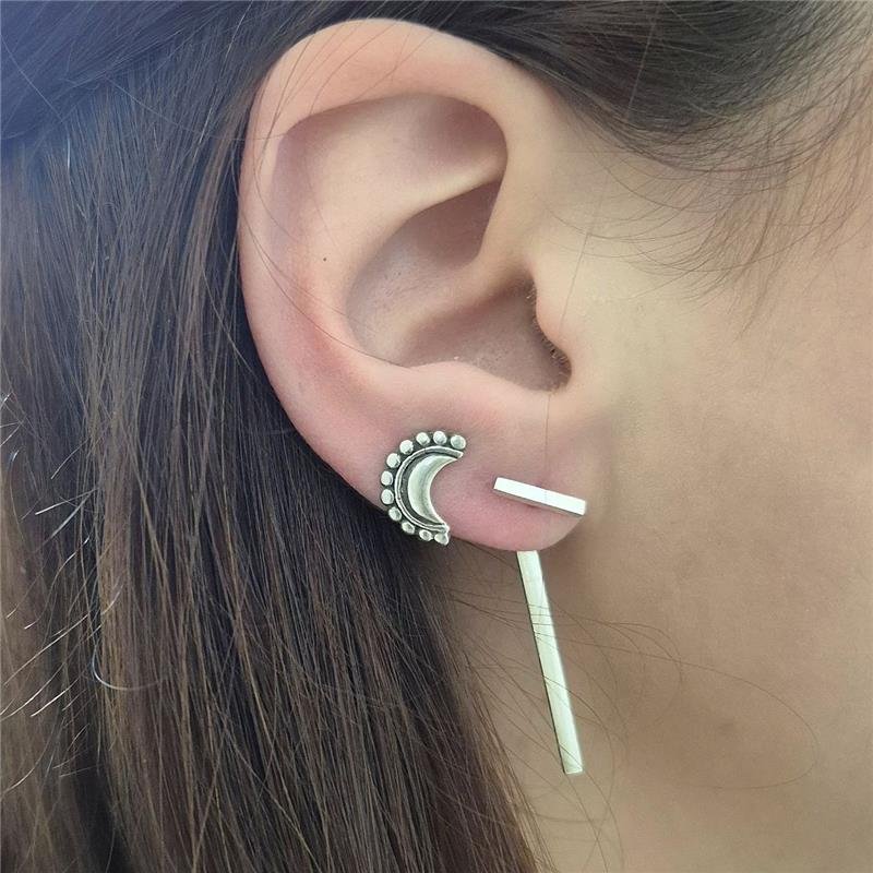 BRINCO PRATA 925 EAR JACKET ENCAIXE RETANGULAR