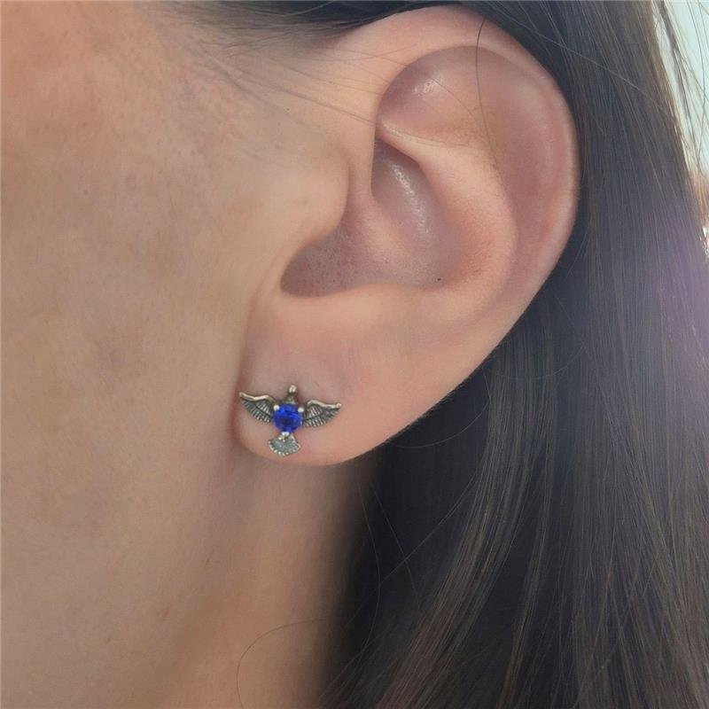 BRINCO PRATA 925 ESPÍRITO SANTO ZIRCONIA AZUL