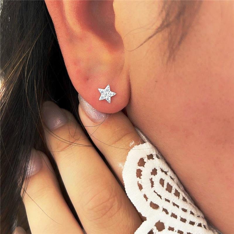 BRINCO PRATA 925 ESTRELA COM MICROCRAVAÇÃO