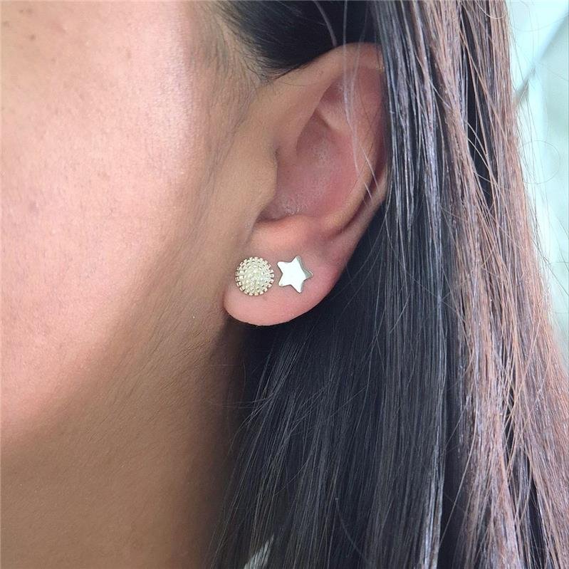 BRINCO PRATA 925 ESTRELA LISA MÉDIA