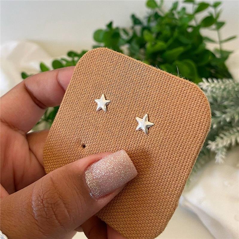 BRINCO PRATA 925 ESTRELA LISA MÉDIA