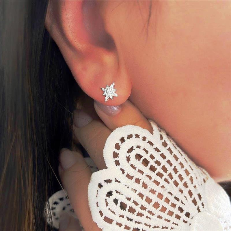 BRINCO PRATA 925 ESTRELA OITO PONTAS