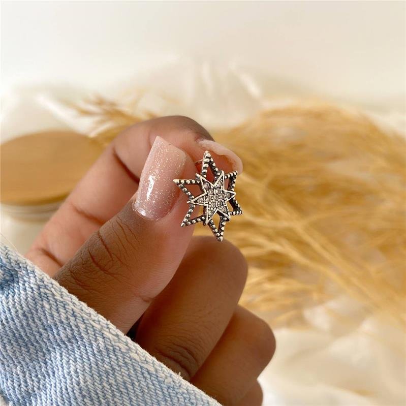 BRINCO PRATA 925 ESTRELA SEIS PONTAS COM PEDRA