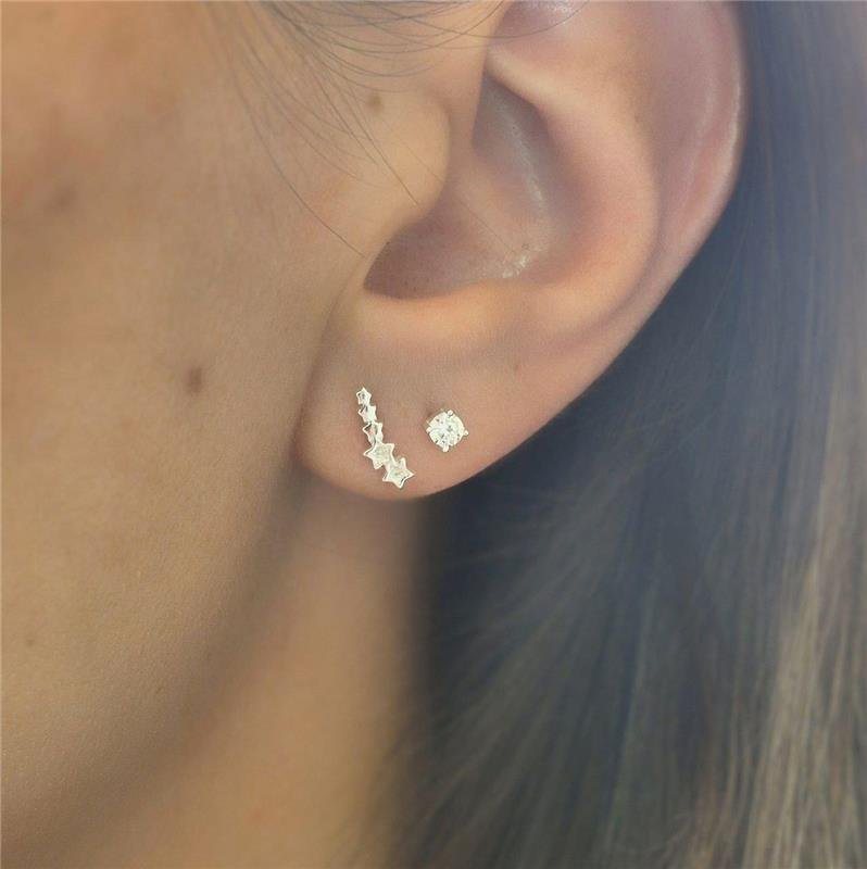 BRINCO PRATA 925 FILEIRA ESTRELINHAS ZIRCÔNIA