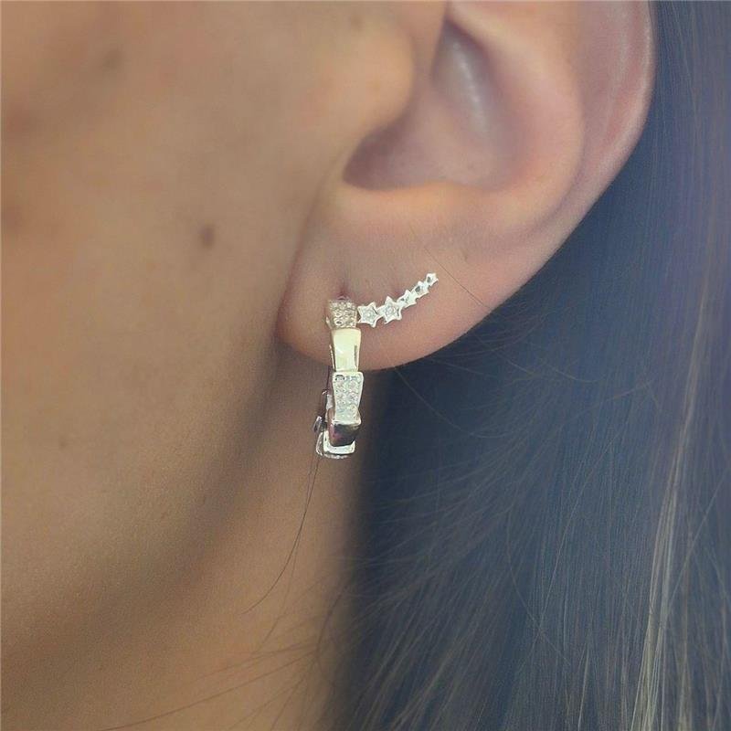 BRINCO PRATA 925 FILEIRA ESTRELINHAS ZIRCÔNIA