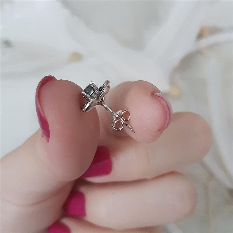 BRINCO PRATA 925 FLOR COM PEDRA NATURAL ABALONE 