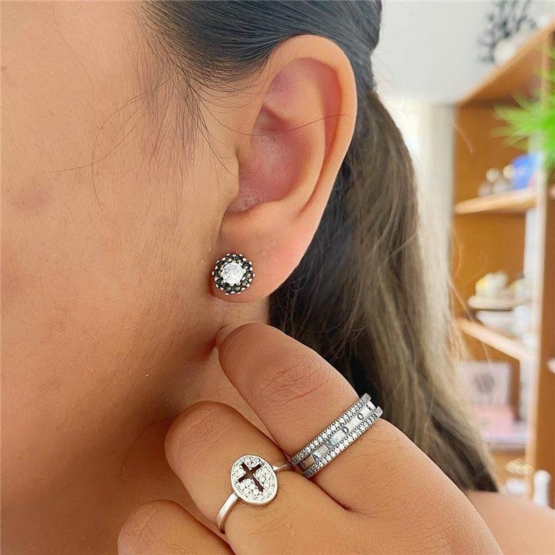 BRINCO PRATA 925 FLOR DE PEDRAS