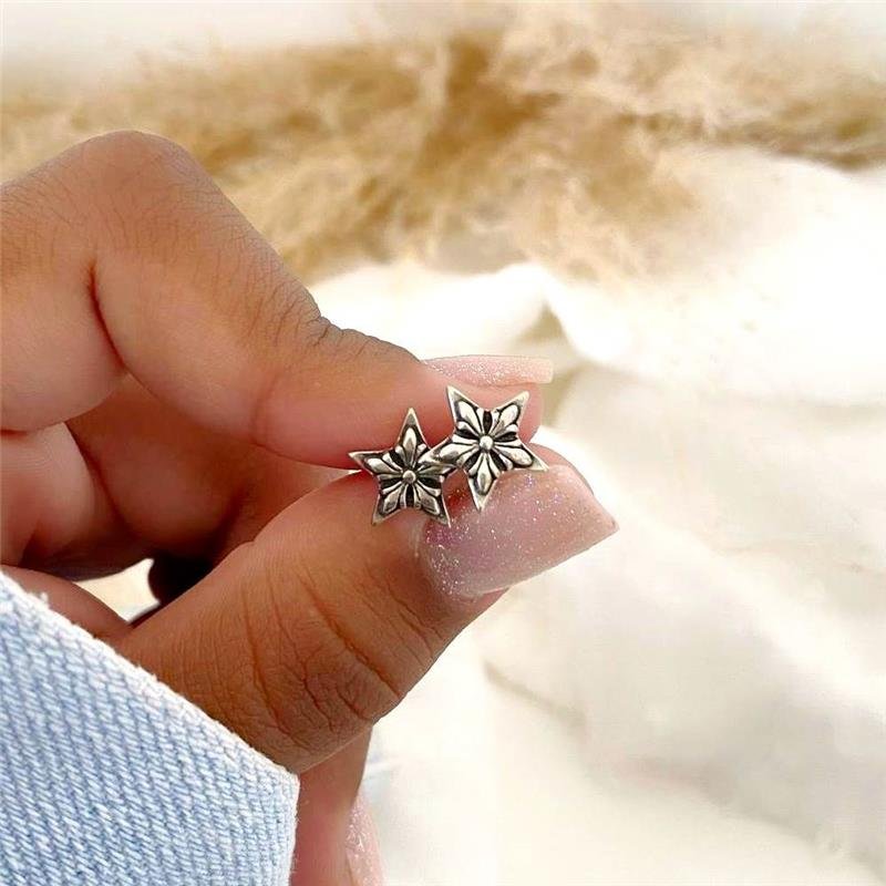 BRINCO PRATA 925 FLOR ESTRELA 