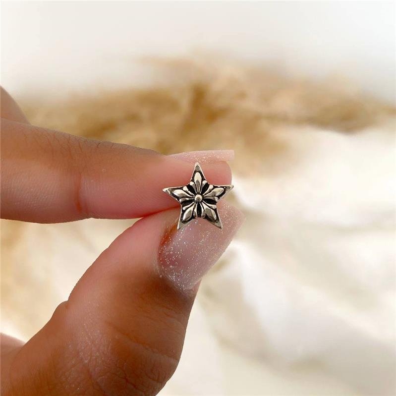 BRINCO PRATA 925 FLOR ESTRELA 