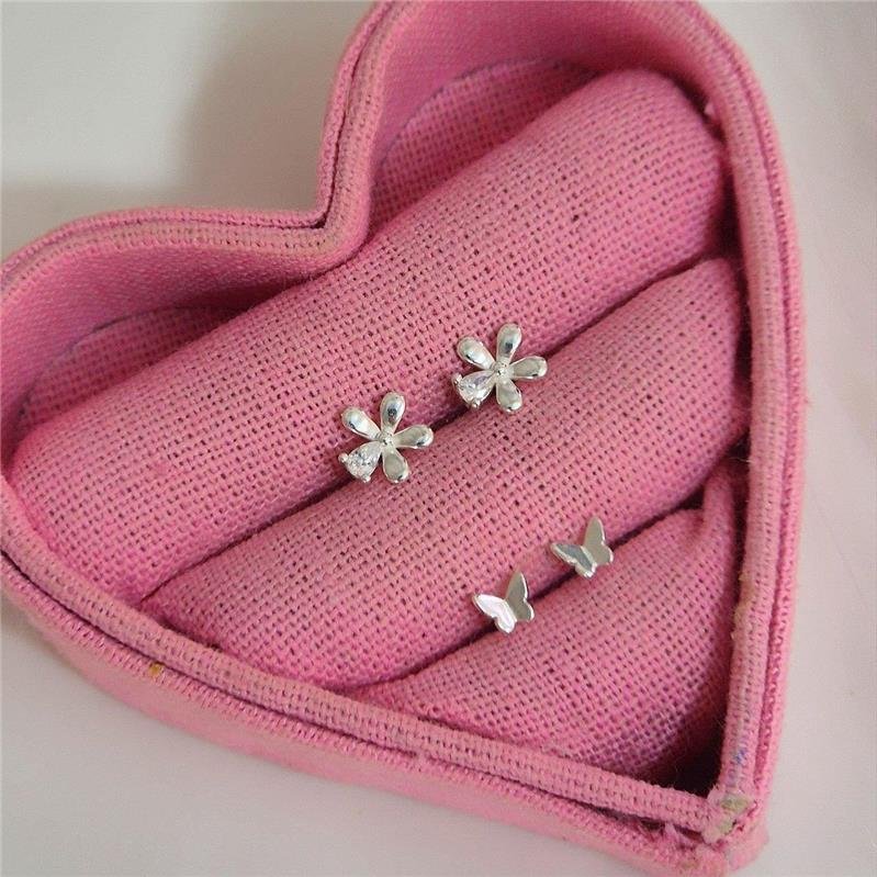 BRINCO PRATA 925 FLORZINHA DETALHE CRAVEJADO