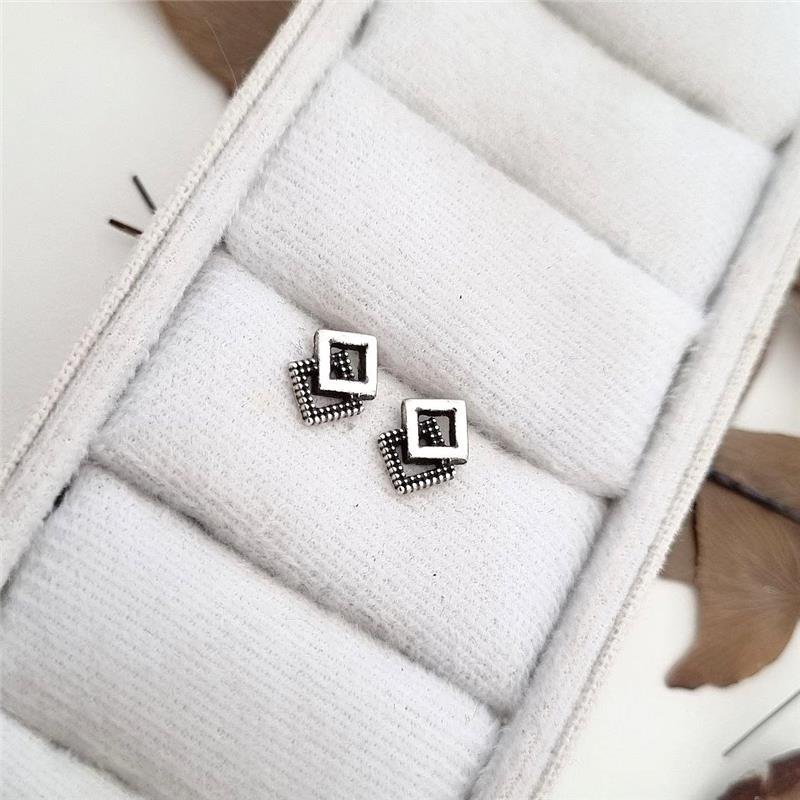 BRINCO PRATA 925 GEOMÉTRICO DOIS QUADRADOS