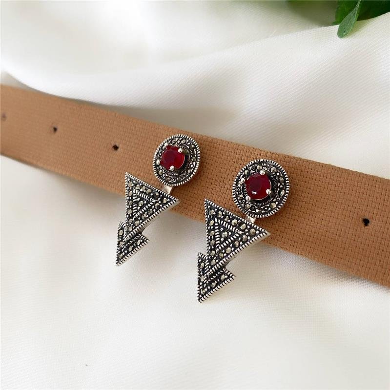 BRINCO PRATA 925 GEOMÉTRICO DUPLO