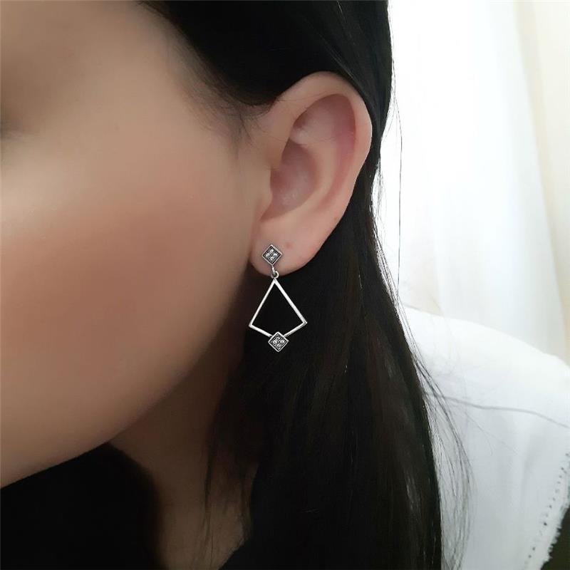 BRINCO PRATA 925 GEOMÉTRICO LOSANGOS 