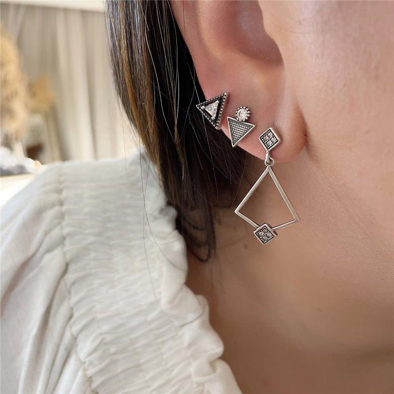 BRINCO PRATA 925 GEOMÉTRICO LOSANGOS 