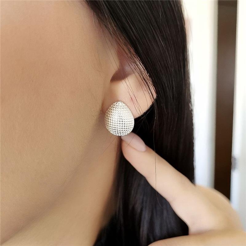 BRINCO PRATA 925 GOTA ABAULADA TRABALHADA