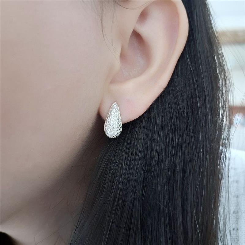 BRINCO PRATA 925 GOTA ABAULADA ZIRCONIA GRANDE