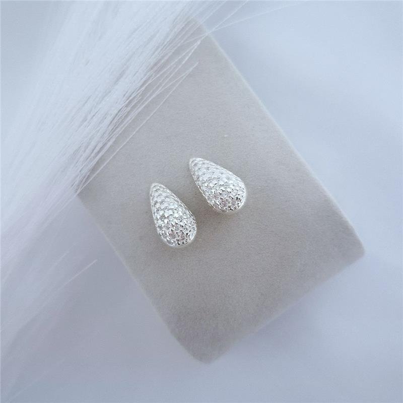 BRINCO PRATA 925 GOTA ABAULADA ZIRCONIA GRANDE