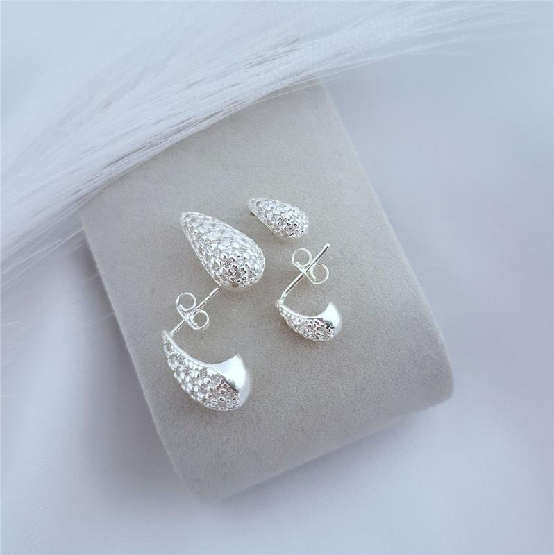 BRINCO PRATA 925 GOTA ABAULADA ZIRCONIA GRANDE