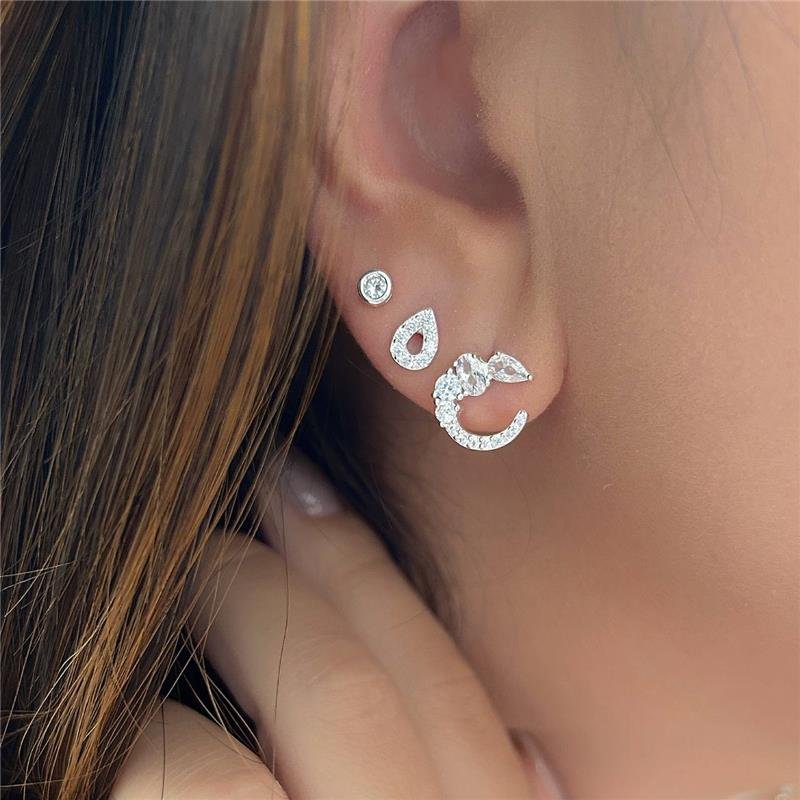 BRINCO PRATA 925 GOTA CRAVEJADO