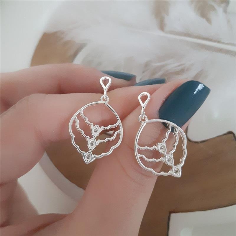 BRINCO PRATA 925 GRANDE PENDURADO CAMADAS COM PEDRA