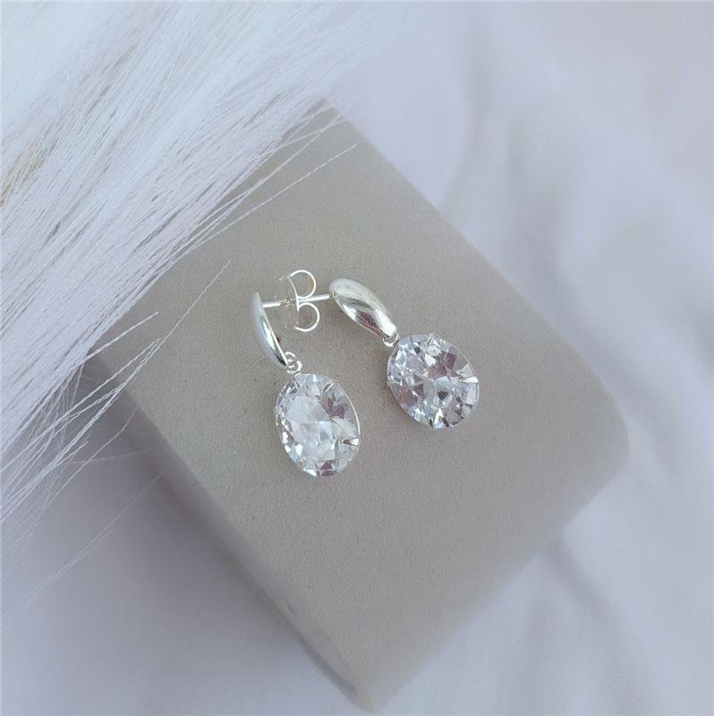 BRINCO PRATA 925 HASTE ABAULADA ZIRCÔNIA 9 MM PENDURADA