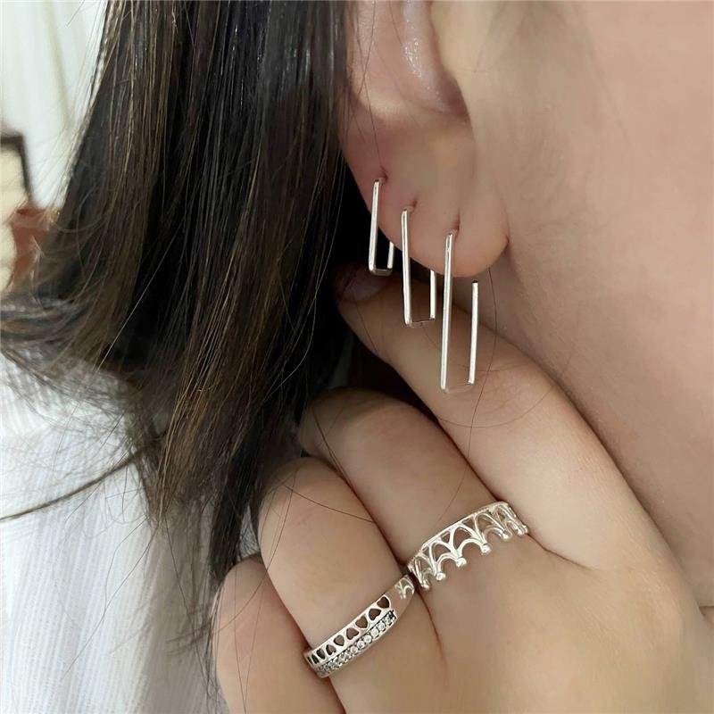 BRINCO PRATA 925 INDIVIDUAL GEOMÉTRICO RETANGULAR LISO 