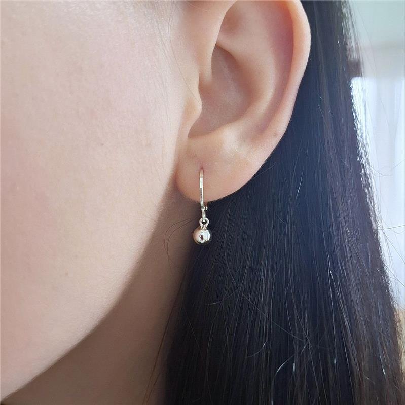 BRINCO PRATA 925 INFANTIL ARGOLINHA CLICK PINGENTE BOLINHA