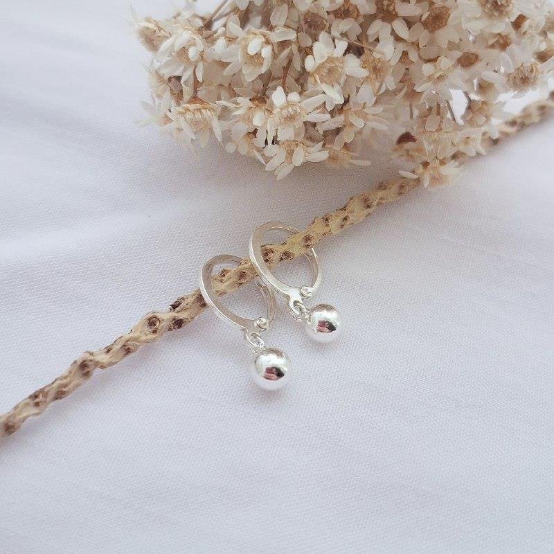 BRINCO PRATA 925 INFANTIL ARGOLINHA CLICK PINGENTE BOLINHA