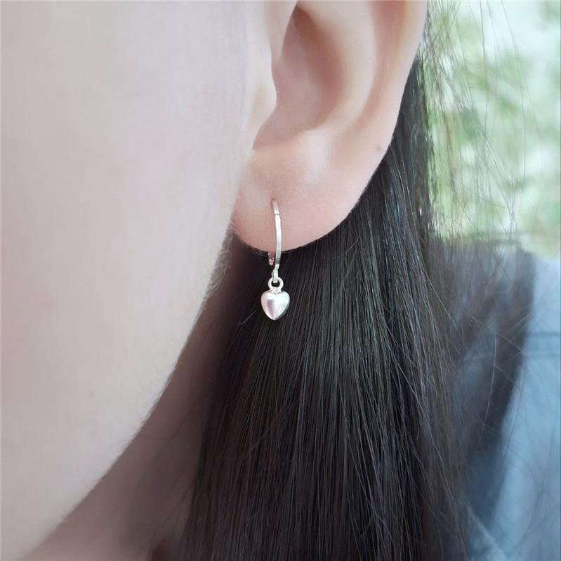 BRINCO PRATA 925 INFANTIL ARGOLINHA CLICK PINGENTE CORAÇÃO