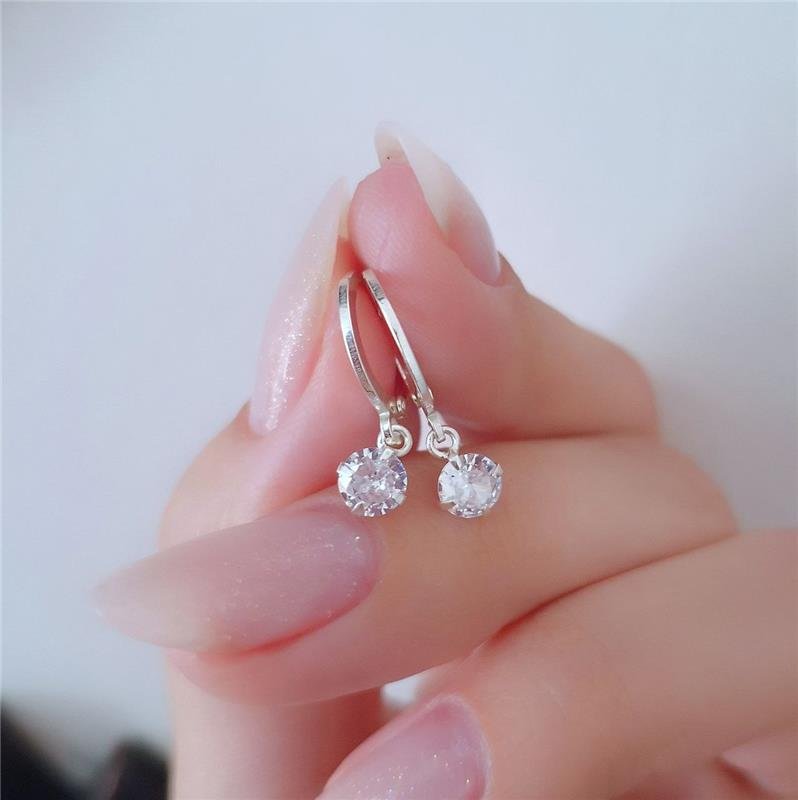 BRINCO PRATA 925 INFANTIL ARGOLINHA CLICK PINGENTE PONTO LUZ ZIRCÔNIA