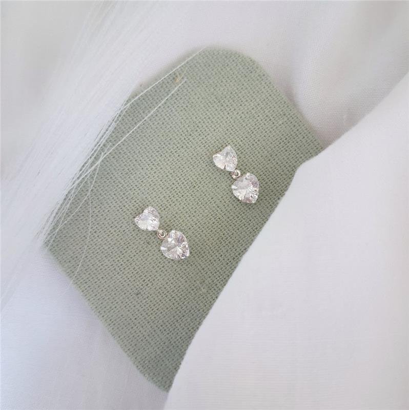 BRINCO PRATA 925 INFANTIL BASE CORAÇÃO ZIRCÔNIA CORAÇÃO PENDURADO ZIRCÔNIA