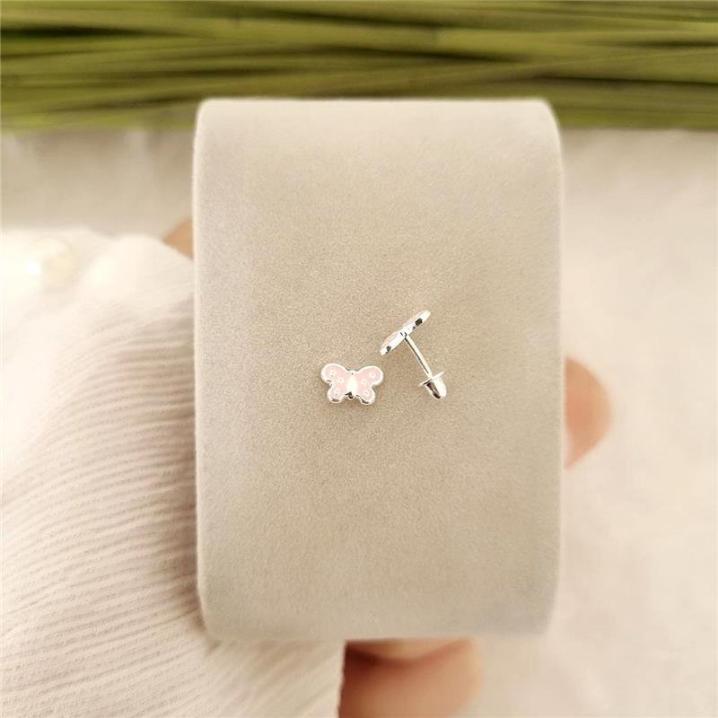 BRINCO PRATA 925 INFANTIL BORBOLETA COLORIDA