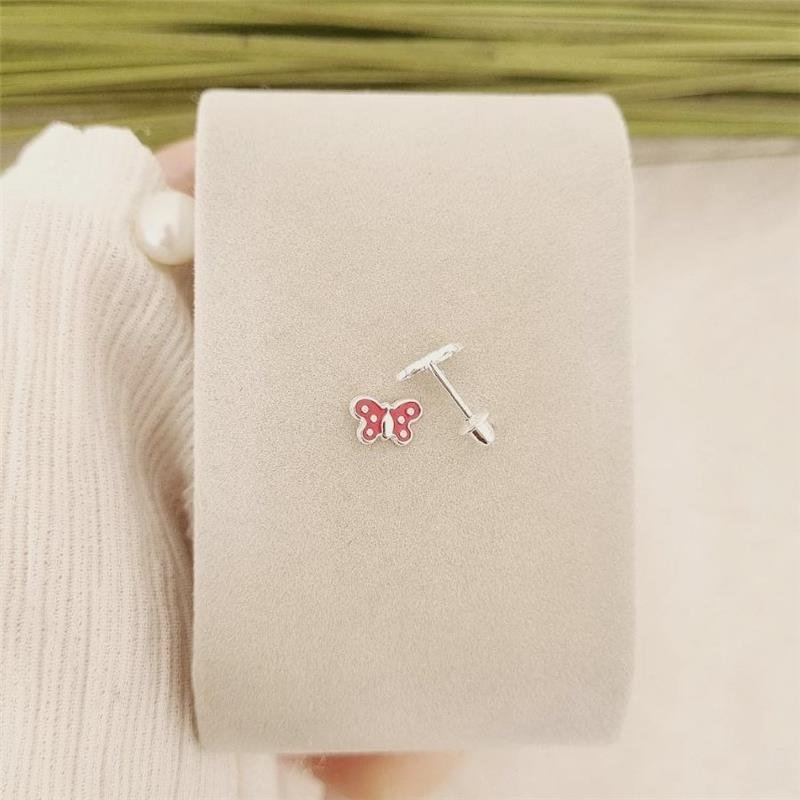 BRINCO PRATA 925 INFANTIL BORBOLETA COLORIDA