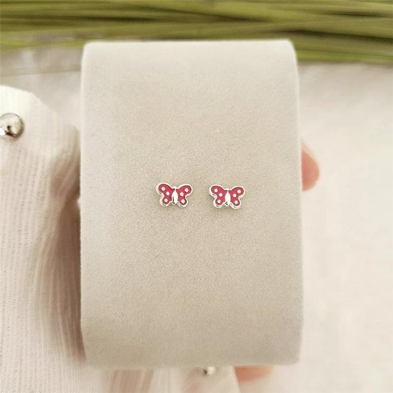 BRINCO PRATA 925 INFANTIL BORBOLETA COLORIDA