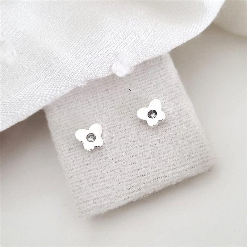 BRINCO PRATA 925 INFANTIL BORBOLETA CRAVEJADA 