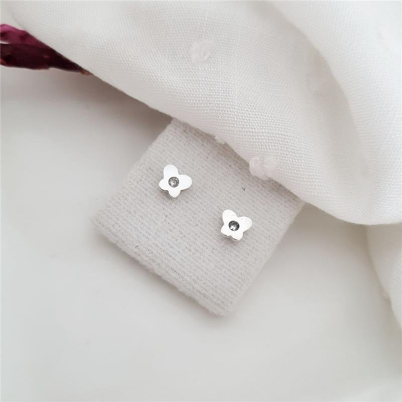 BRINCO PRATA 925 INFANTIL BORBOLETA CRAVEJADA 