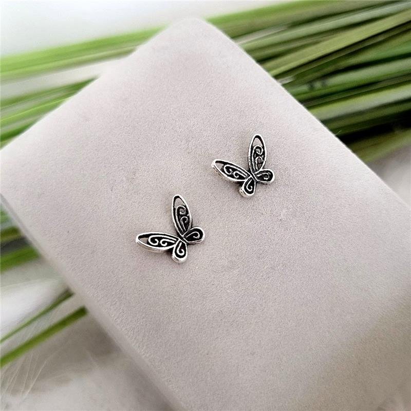 BRINCO PRATA 925 INFANTIL BORBOLETA TRABALHADA