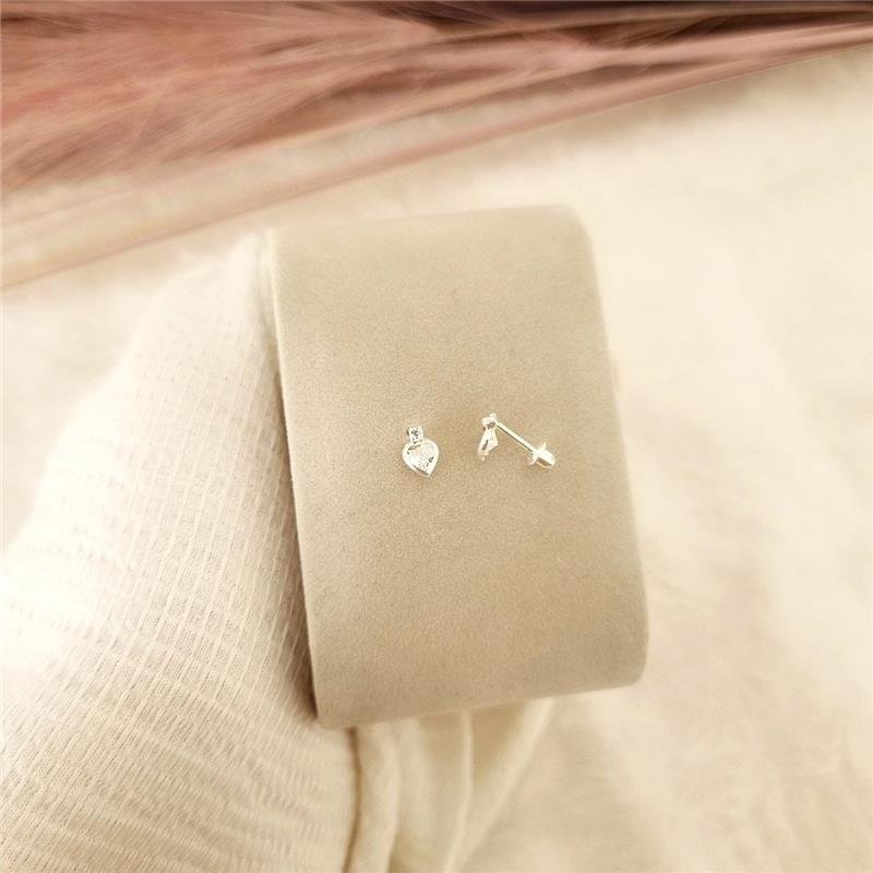 BRINCO PRATA 925 INFANTIL CORAÇÃO PEDRA