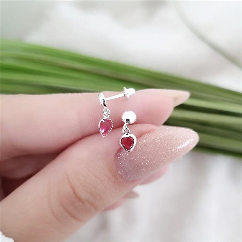 BRINCO PRATA 925 INFANTIL CORAÇÃO PENDURADO