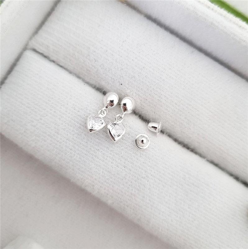 BRINCO PRATA 925 INFANTIL CORAÇÃO PENDURADO