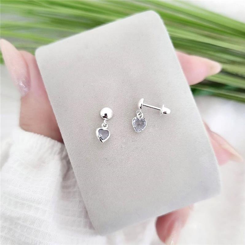 BRINCO PRATA 925 INFANTIL CORAÇÃO PENDURADO