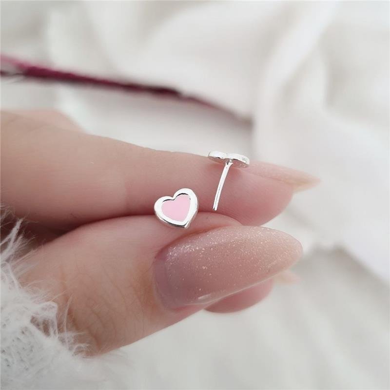 BRINCO PRATA 925 INFANTIL CORAÇÃO ROSA