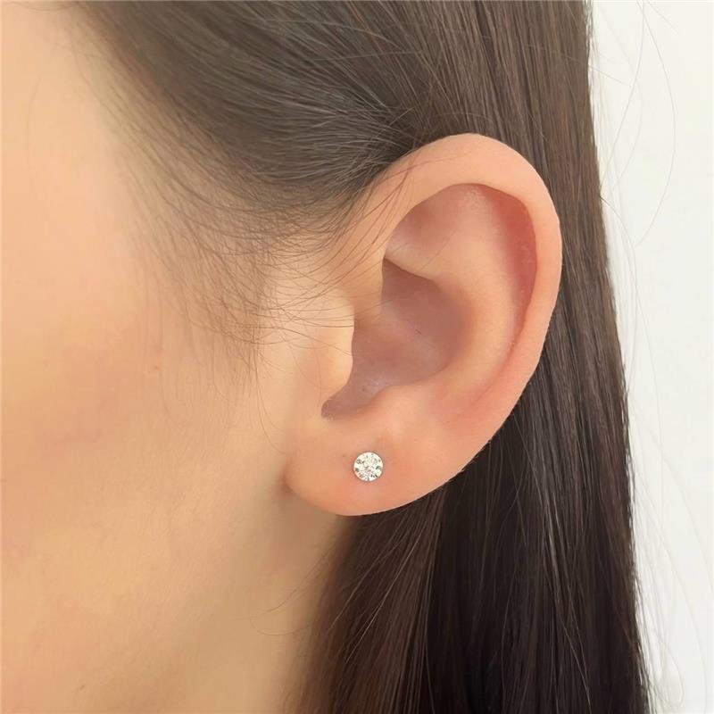 BRINCO PRATA 925 INFANTIL FLORZINHA ZIRCÔNIA MEIO