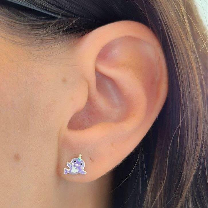 BRINCO PRATA 925 INFANTIL NARVAL LILÁS