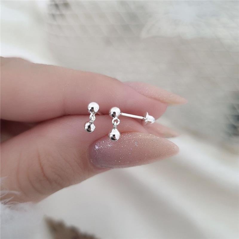 BRINCO PRATA 925 INFANTIL PENDURADO DUAS BOLINHAS