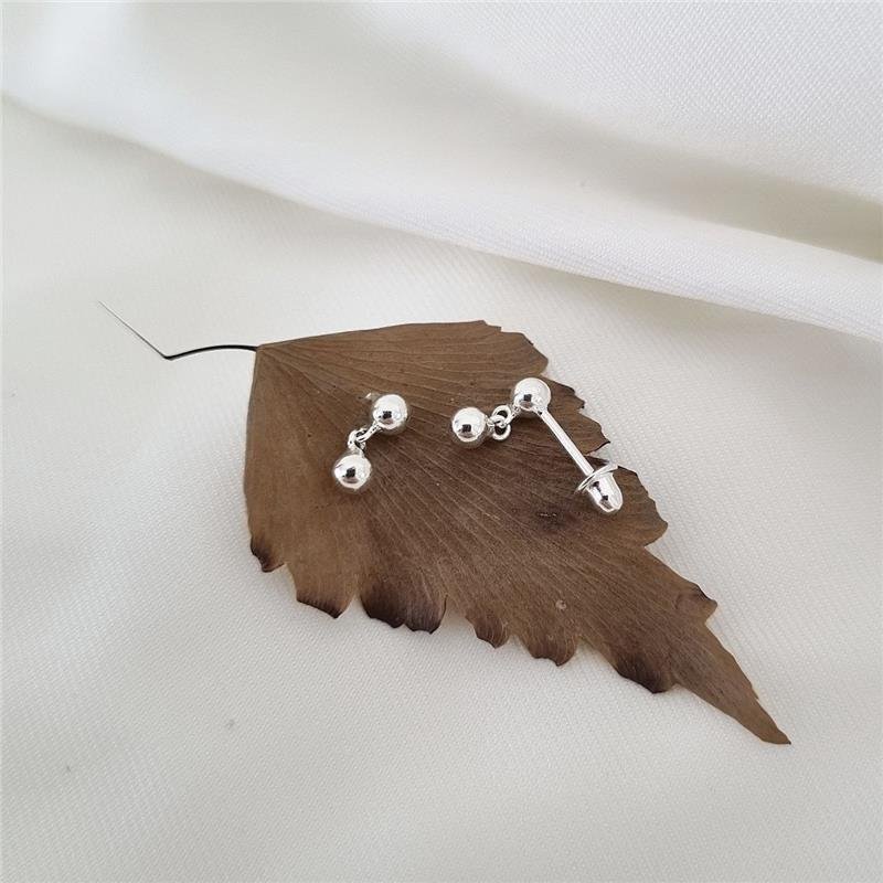 BRINCO PRATA 925 INFANTIL PENDURADO DUAS BOLINHAS