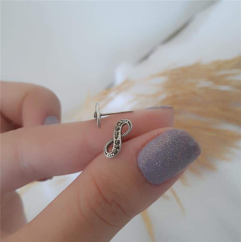 BRINCO PRATA 925 INFINITO CRAVEJADO COM MARCASSITA